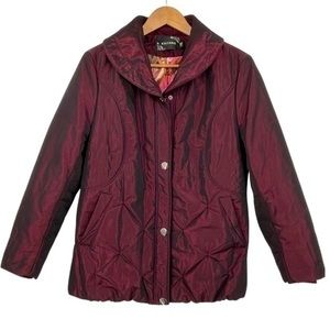 NEW- Iridescent Black Cherry Warm Puffer Coat Jacket High Collar- Sz XXL